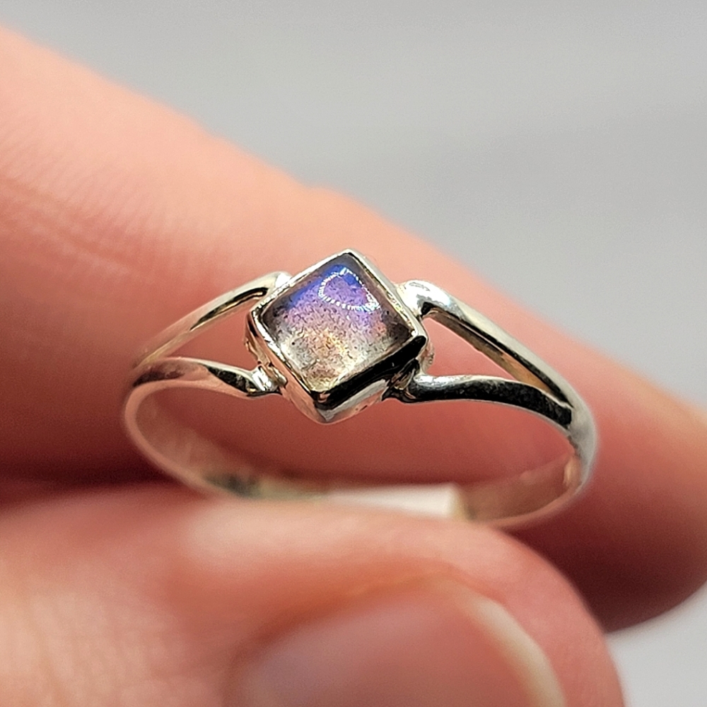 Labradorite Sterling Silver Ring Blue Fire Signed